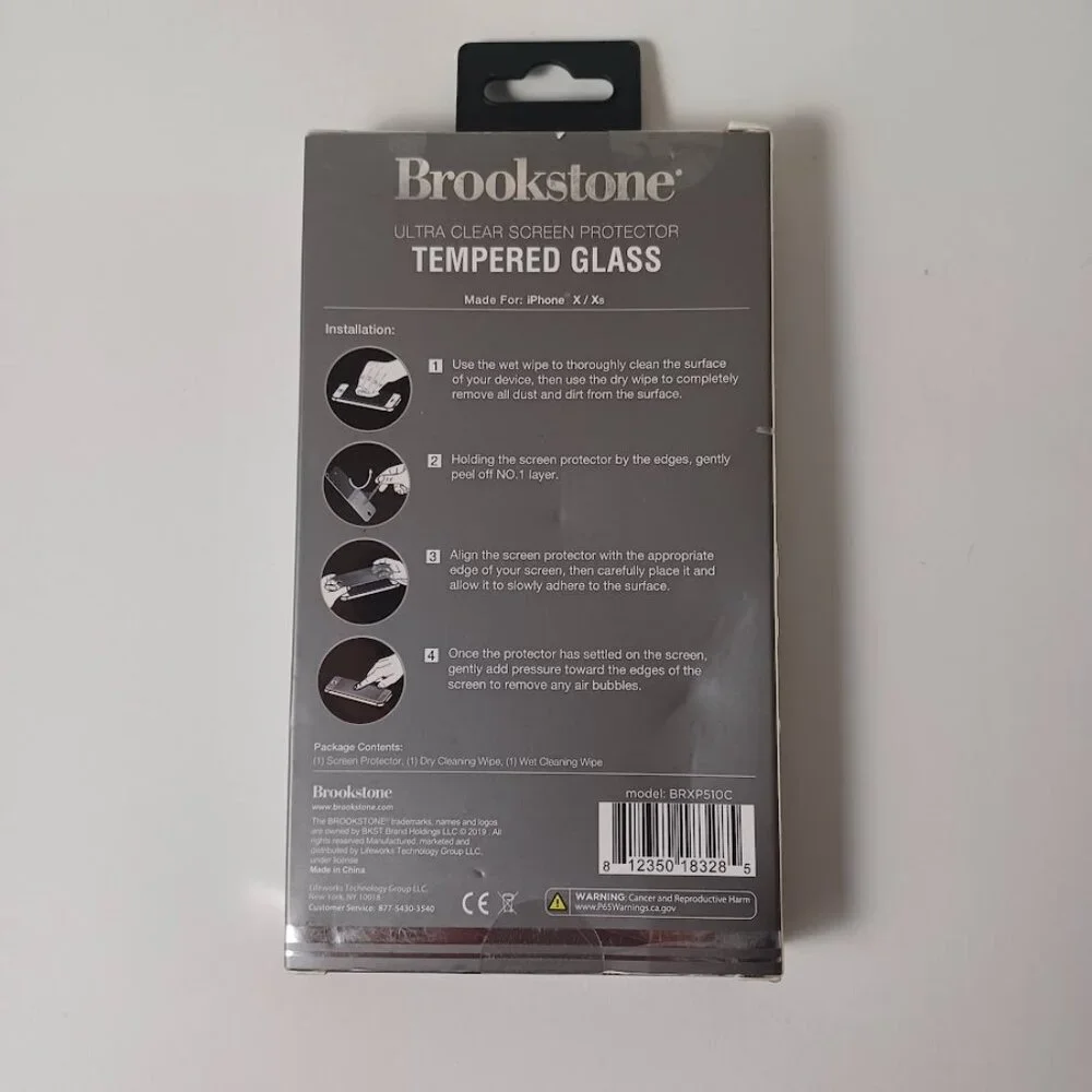 Brookstone Screen Protector NEW For iPhone X & XS -Tempered Glass -Ultra Clear